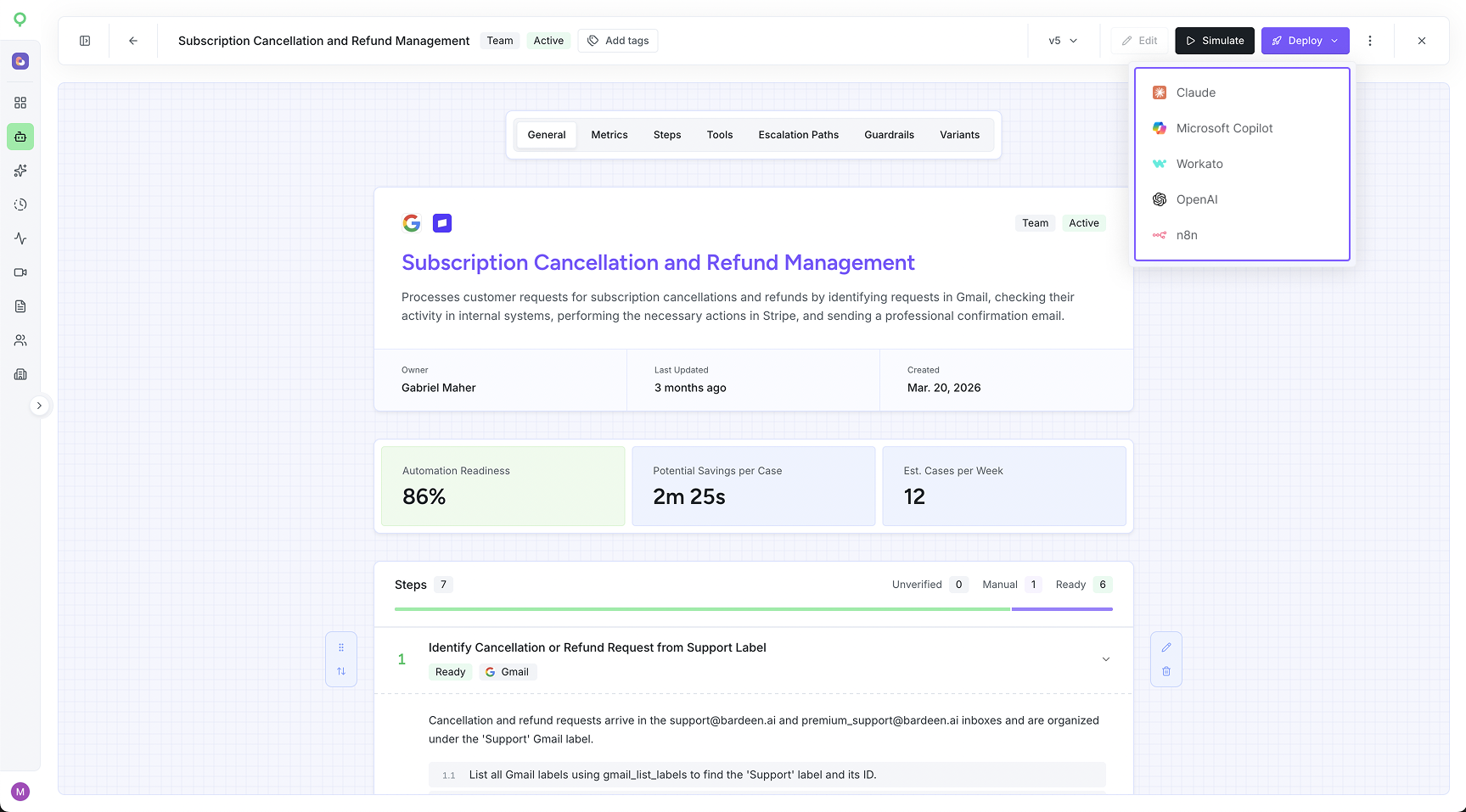 WIQ blueprint with options to deploy on Claude, Copilot, Workato, OpenAI, or n8n