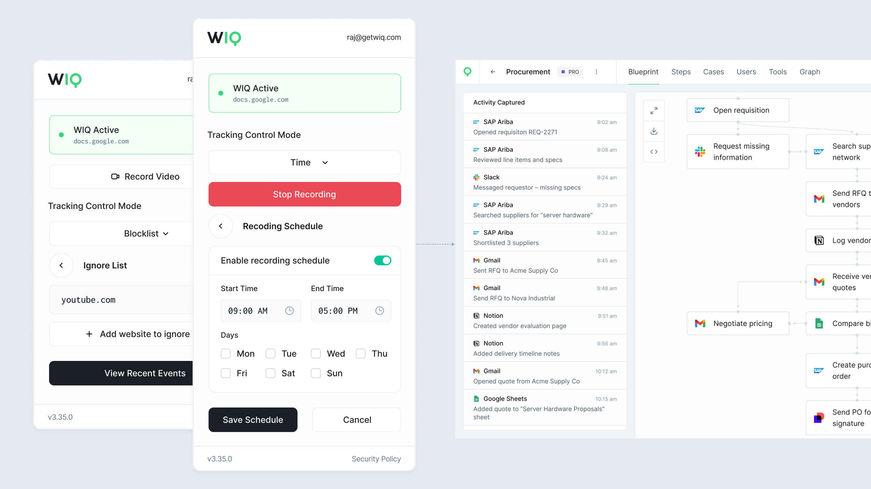 WIQ Extension and Webapp showing a Blueprint